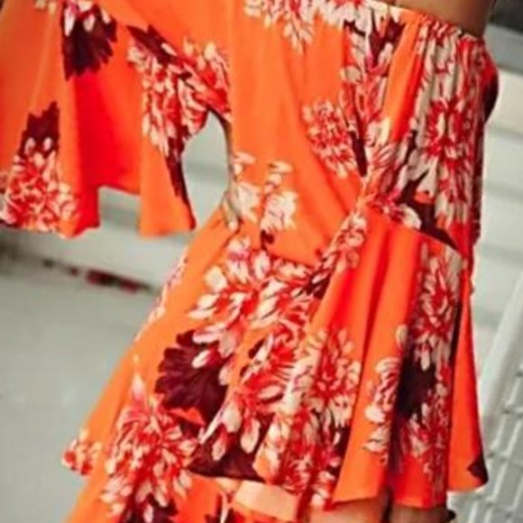 Sexy Orange Bohemian Romper - Picture 2 of 2